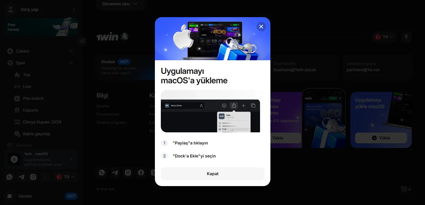 1Win website erişimi — uygulama, giriş ve destek