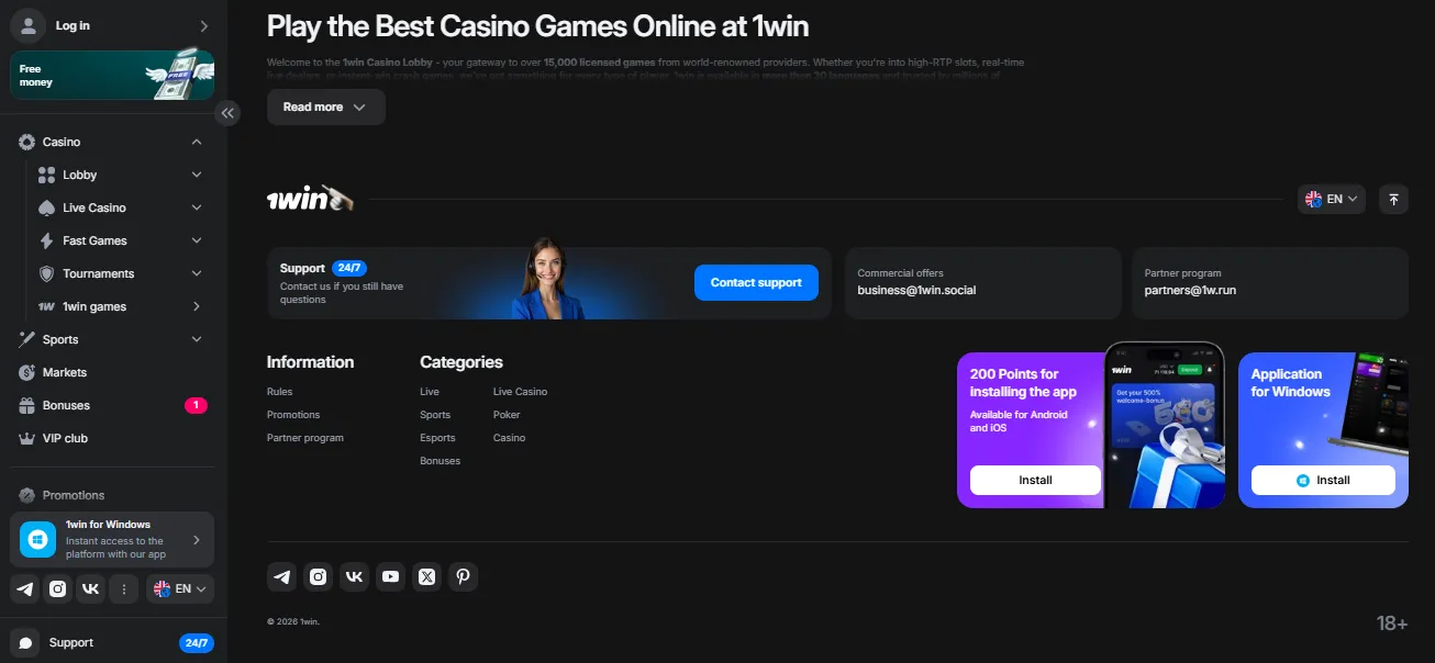 1Win app: what users get in the mobile version