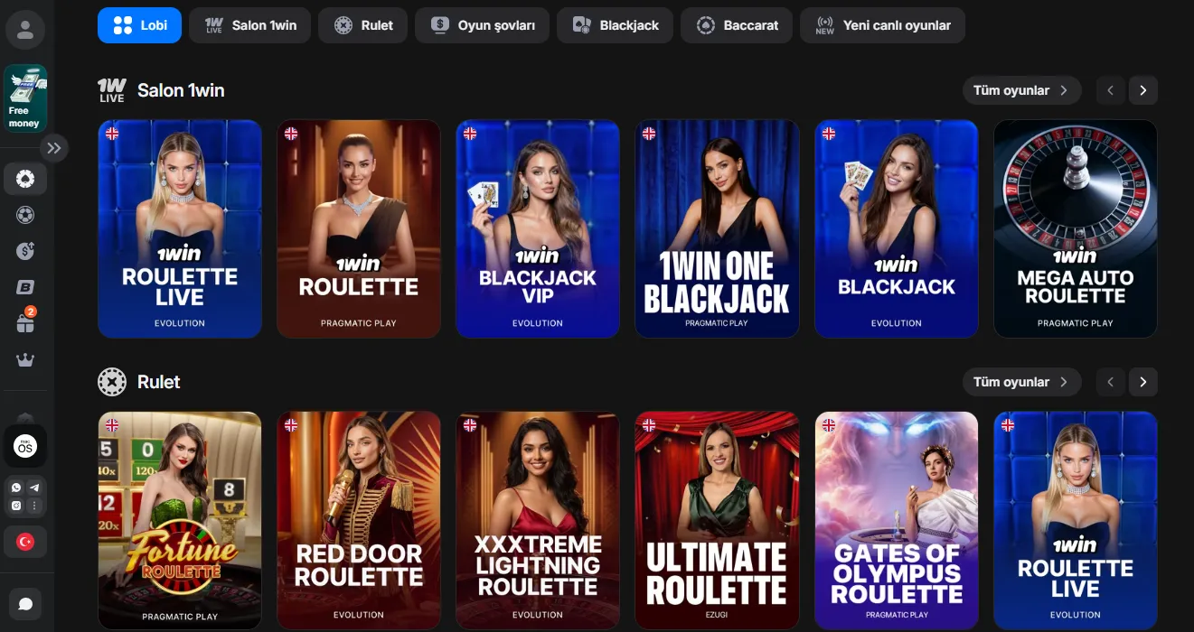 1Win online casino canlı masalar ve gerçek krupiyeler